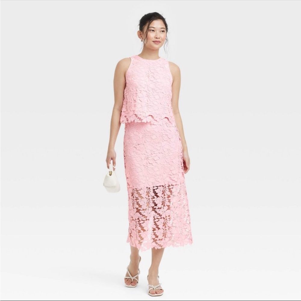 NEW a new day Pink Lace Midi A-Line Skirt Size XS‎
